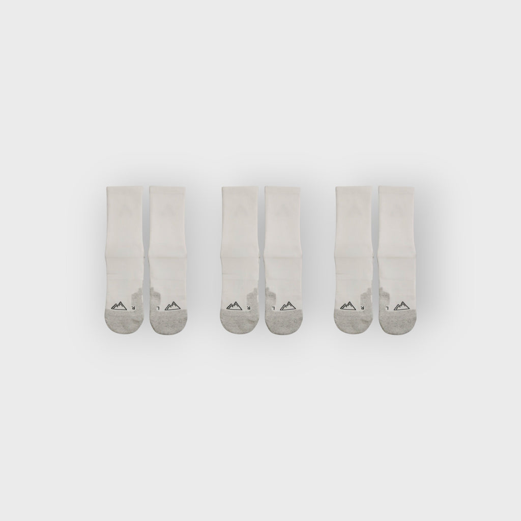 3x Pairs Crew Socks - White