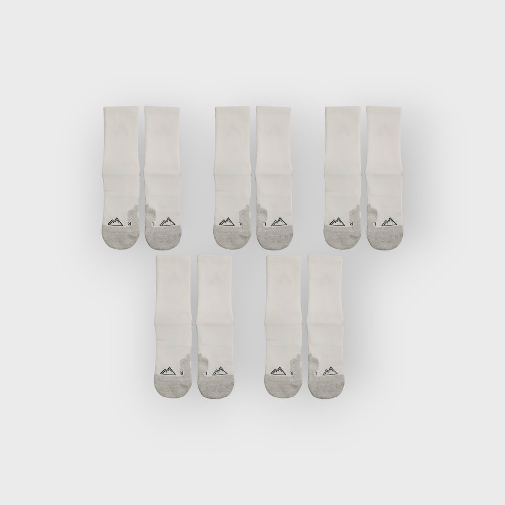 5x Pairs Crew Socks - White