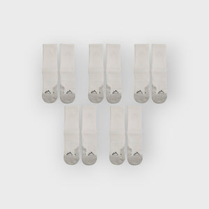 5x Pairs Crew Socks - White