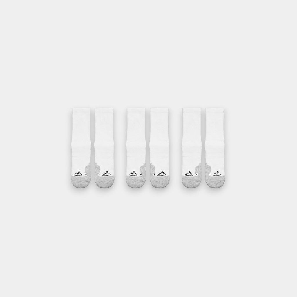 3x Pairs Crew Socks - White