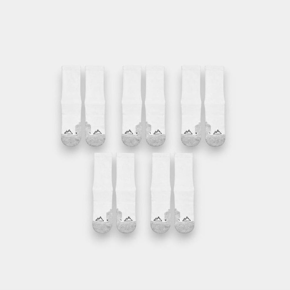 5x Pairs Crew Socks - White