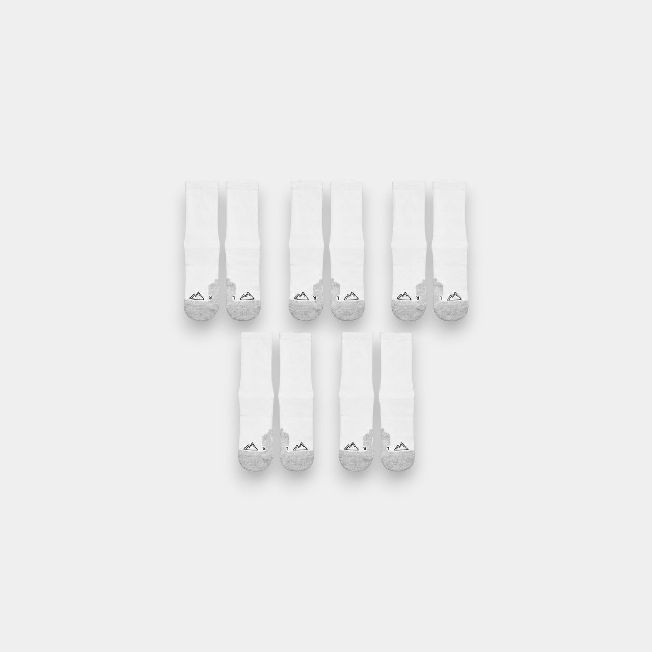 5x Pairs Crew Socks - White